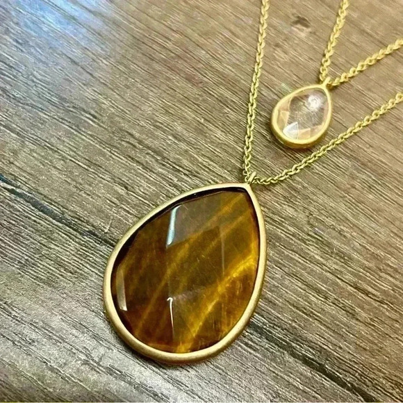 Chloe and Isabel | Gold Plated Double Strand Tiger Eye Convertible Necklace - Picture 3 of 3